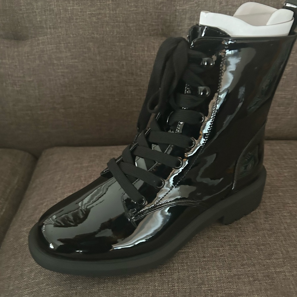 Alfani Black Patent Combat Boots